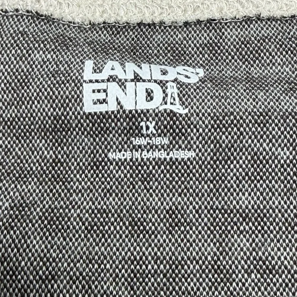 Lands End Sweater 1X Houndstooth Knit Pullover Plus Size Cozy Neutral Top - Picture 4 of 9